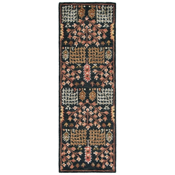 SAFAVIEH Aspen Wilhelmina Floral Wool Runner Rug, Black/Red, 2'3" x 7'