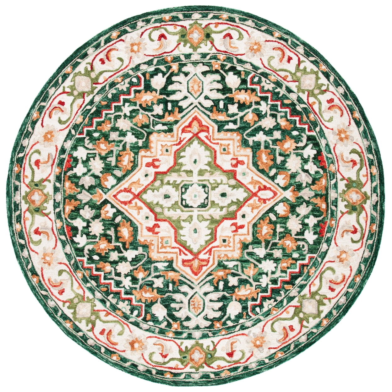 Handmade Red Geometric Wool Round Rug 7' Diameter