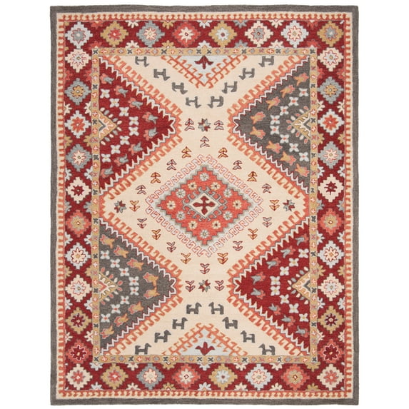SAFAVIEH Aspen Collection APN801Q Handmade Red/Ivory Rug
