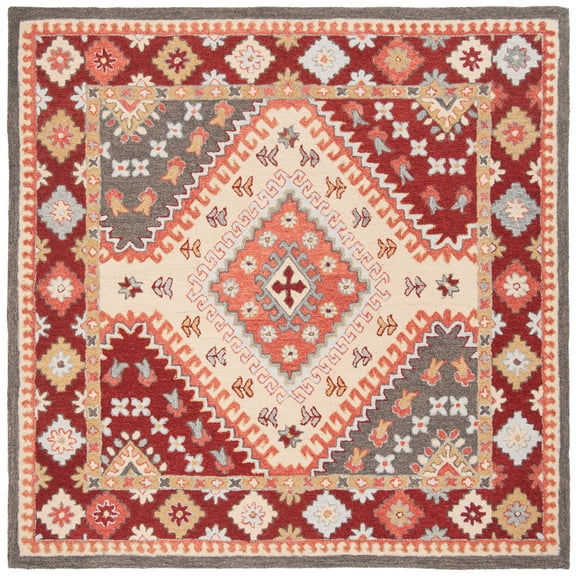 SAFAVIEH Aspen Coriander Geometric Area Rug, Red/Ivory, 7' x 7' Square