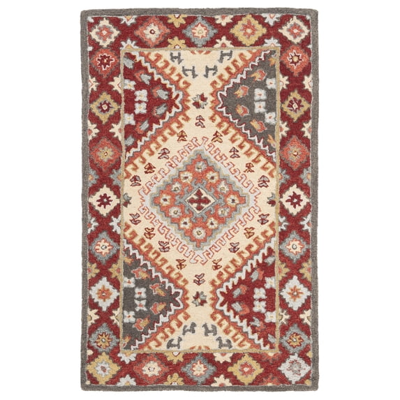 SAFAVIEH Aspen Collection APN801Q Handmade Red/Ivory Rug