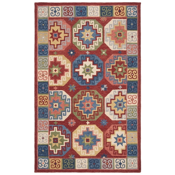 SAFAVIEH Aspen Collection APN802Q Handmade Red / Blue Rug
