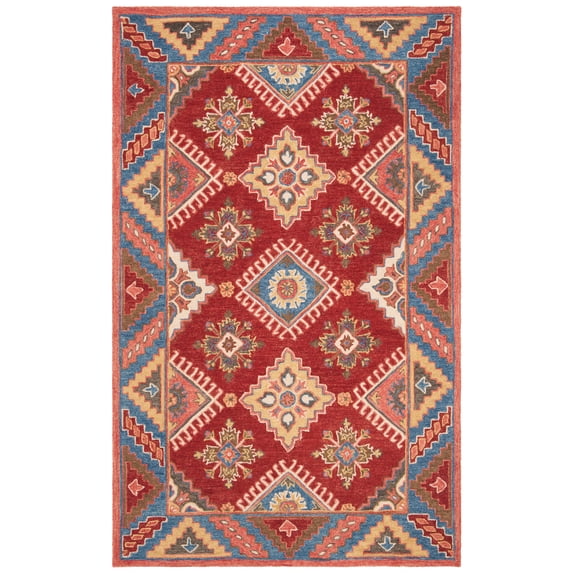SAFAVIEH Aspen Collection APN803Q Handmade Red / Blue Rug