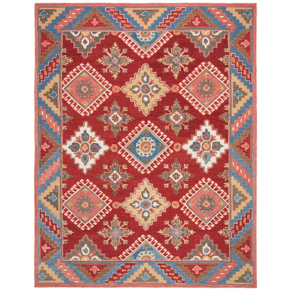 SAFAVIEH Aspen Collection APN803Q Handmade Red / Blue Rug
