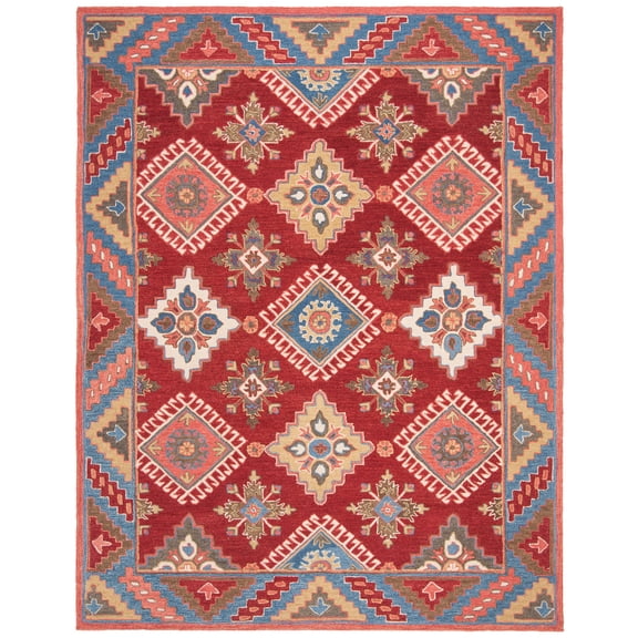 SAFAVIEH Aspen Collection APN803Q Handmade Red / Blue Rug