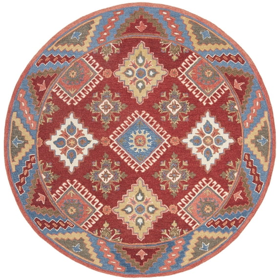 SAFAVIEH Aspen Hildred Geometric Area Rug, Red/Blue, 7' x 7' Round