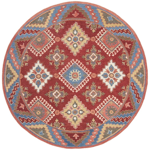 SAFAVIEH Aspen Hildred Geometric Area Rug, Red/Blue, 7' x 7' Round