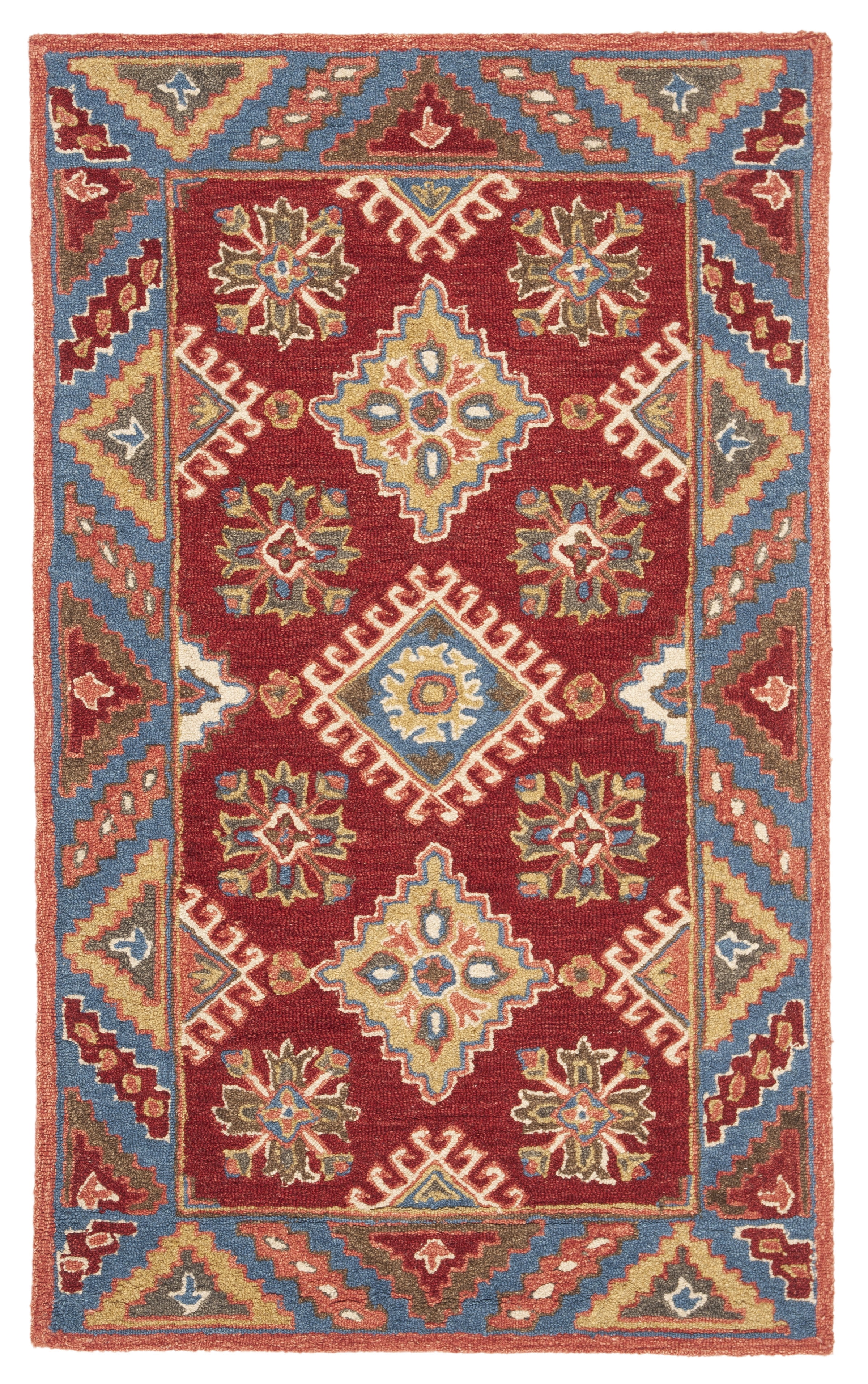 Handmade Rustic-Chic Blue Wool Rectangular Tufted Rug