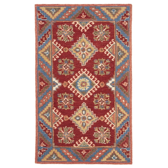 SAFAVIEH Aspen Collection APN803Q Handmade Red / Blue Rug