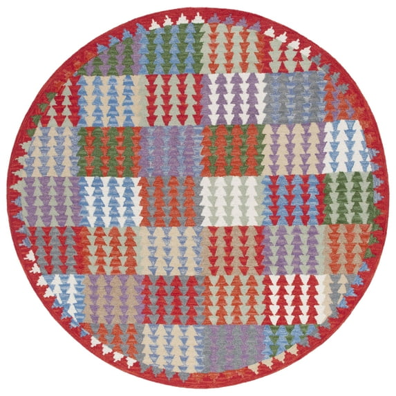 SAFAVIEH Aspen Cori Geometric Area Rug, Red/Blue, 7' x 7' Round