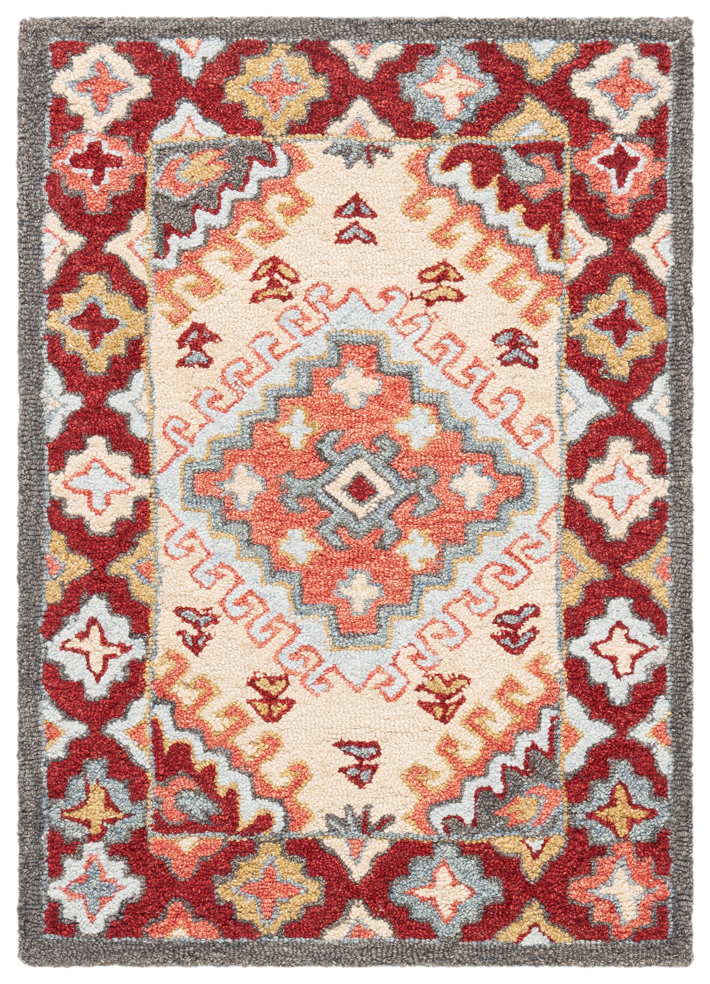 Handmade Round Tufted Red Wool Accent Rug 27"