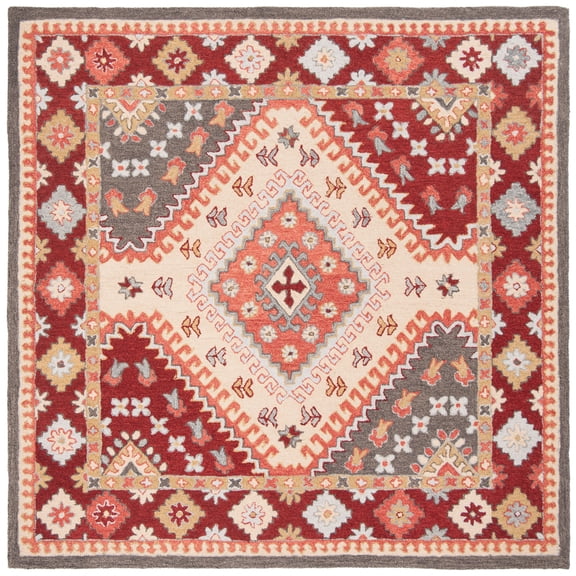 SAFAVIEH Aspen Coriander Geometric Area Rug, Red/Ivory, 3' x 3' Square
