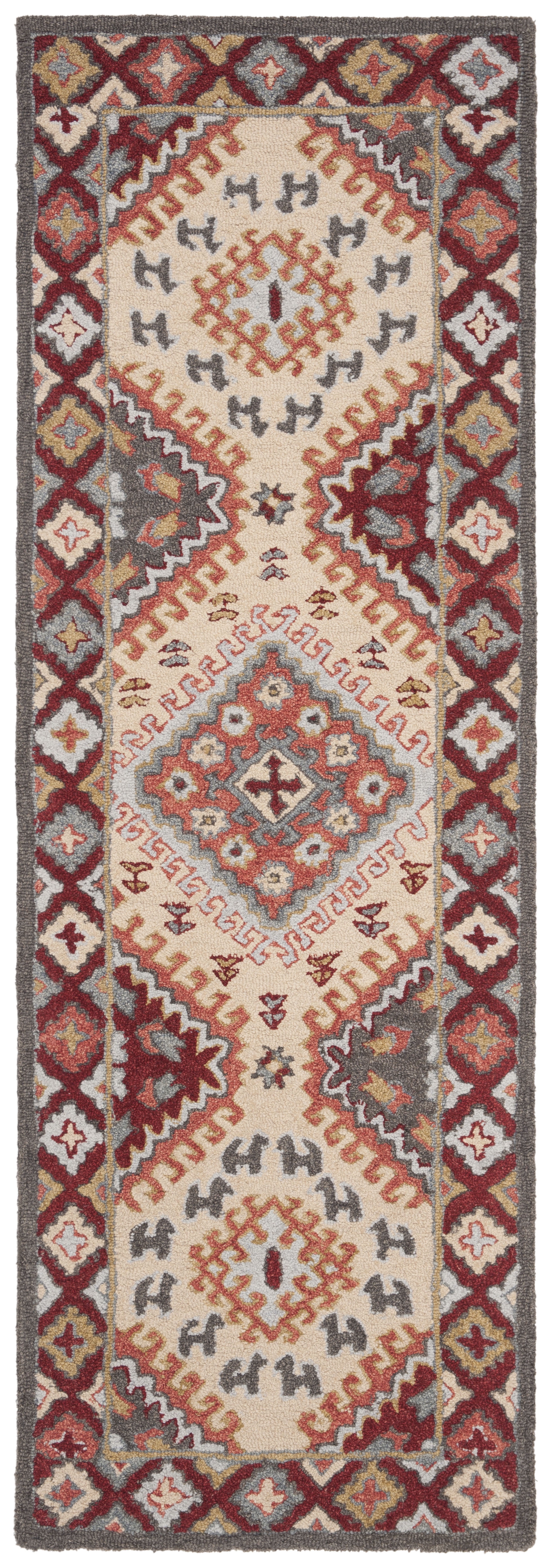 Handmade Rustic-Chic Red Wool Runner Rug - 2'3" x 11'