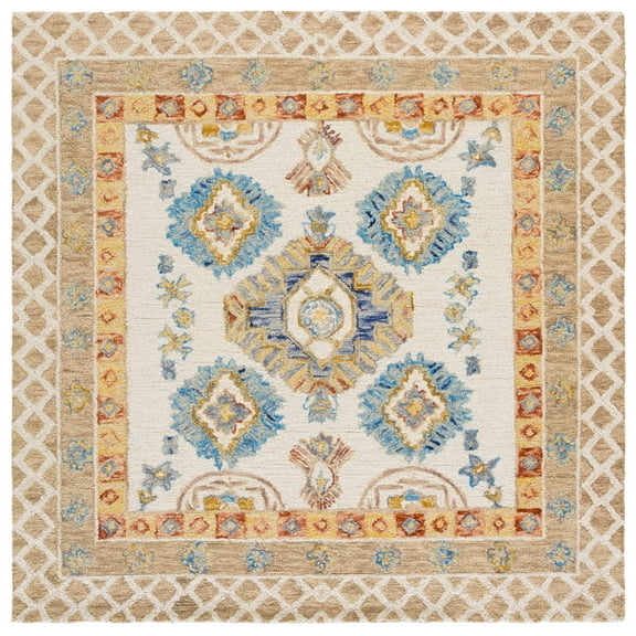 SAFAVIEH Aspen Crispin Medallion Area Rug, Ivory/Beige, 6' x 6' Square