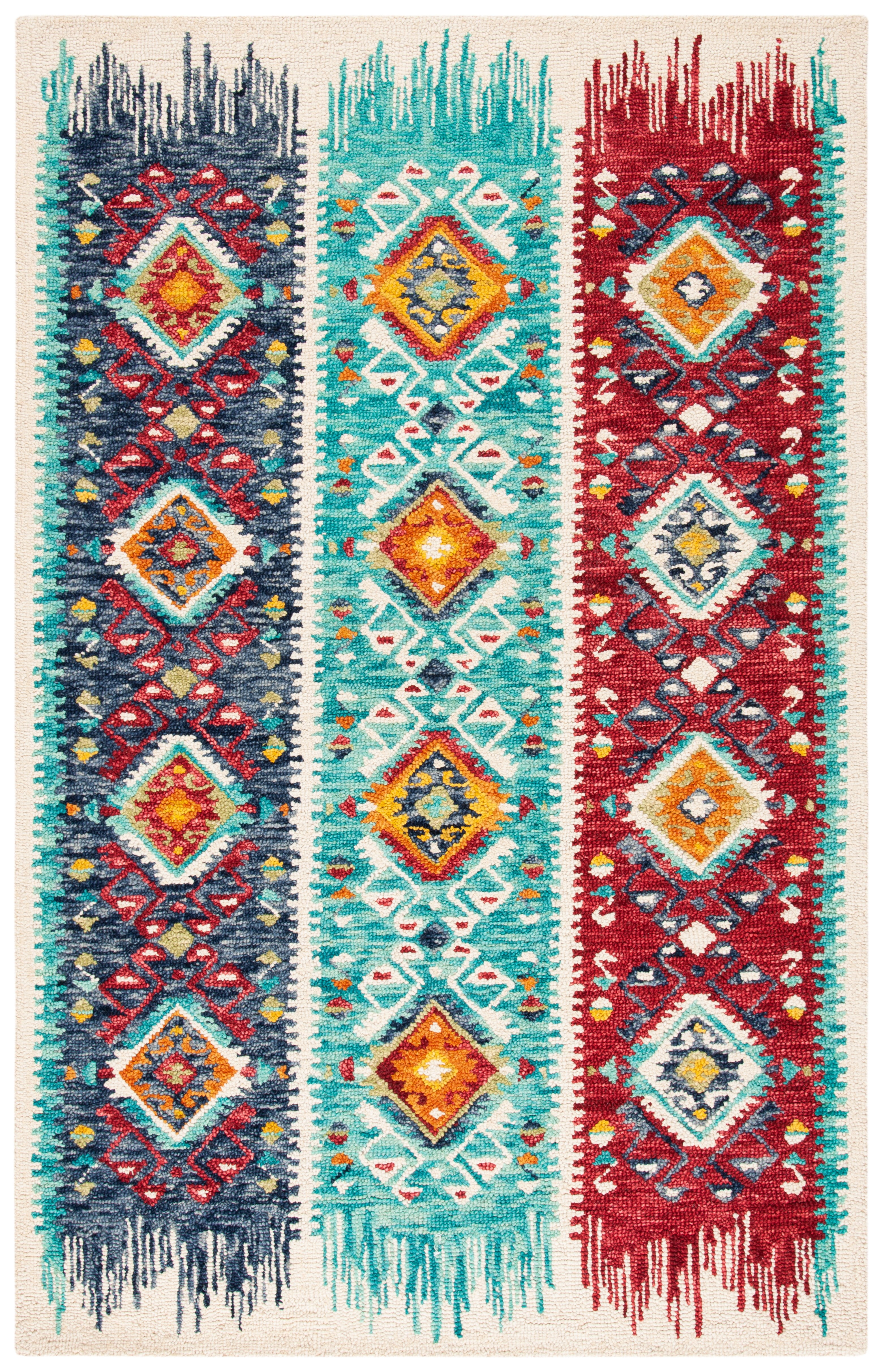 SAFAVIEH Aspen Cynthia Tribal Area Rug, Blue/Rust, 5' x 8'