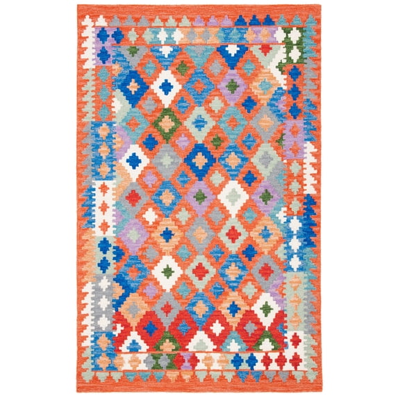 SAFAVIEH Aspen Damjana Geometric Area Rug, Orange/Blue, 4' x 6'