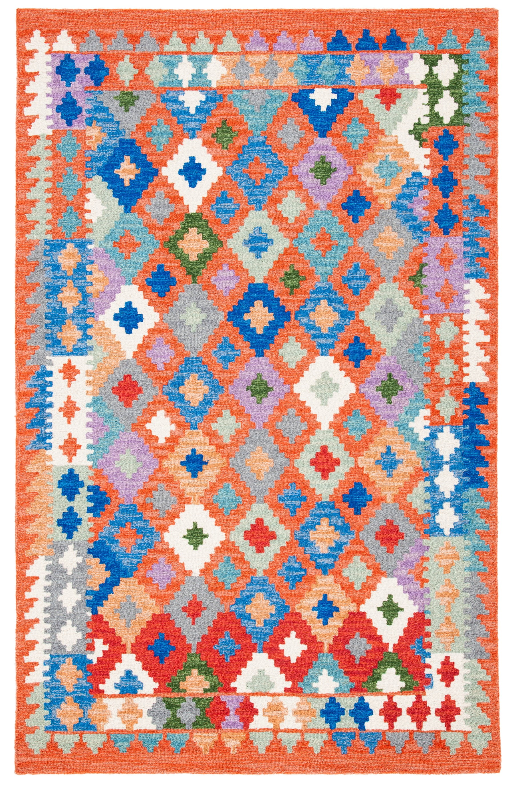 SAFAVIEH Aspen Damjana Geometric Area Rug, Orange/Blue, 5' x 8'