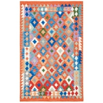 SAFAVIEH Aspen Damjana Geometric Area Rug, Orange/Blue, 5' x 8'