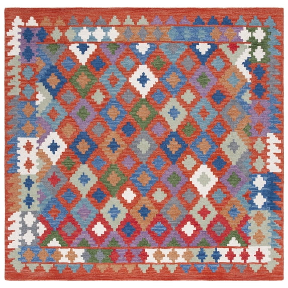 SAFAVIEH Aspen Damjana Geometric Area Rug, Orange/Blue, 7' x 7' Square ...