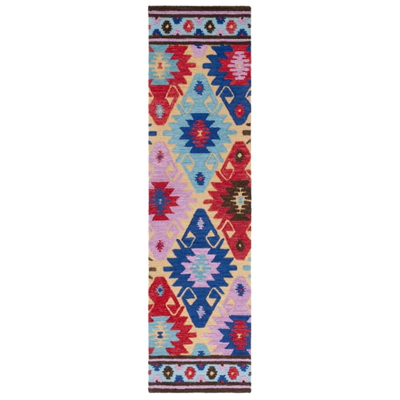SAFAVIEH Aspen Darina Tribal Wool Runner Rug, Gold/Blue, 2'3" x 9'