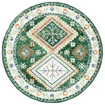 SAFAVIEH Aspen Dedrick Southwestern Wool Area Rug, Green/Ivory, 7' x 7' Round