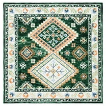 SAFAVIEH Aspen Dedrick Southwestern Wool Area Rug, Green/Ivory, 7' x 7' Square
