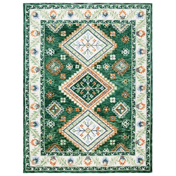 SAFAVIEH Aspen Dedrick Southwestern Wool Area Rug, Green/Ivory, 8' x 10'