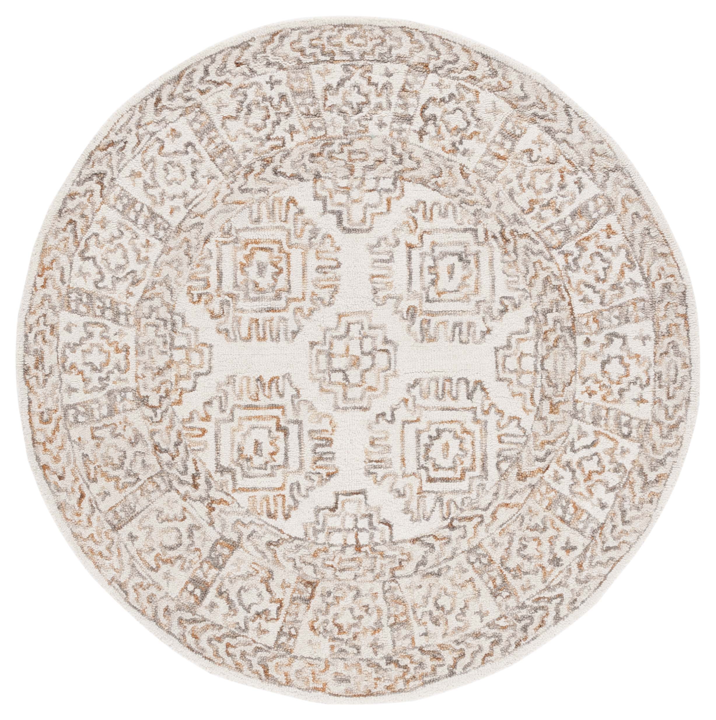 SAFAVIEH Aspen Divna Geometric Area Rug, Ivory/Sage, 5' x 5' Round