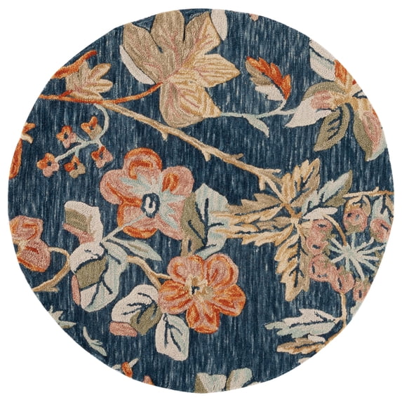 SAFAVIEH Aspen Dorothea Floral Area Rug, Blue/Orange, 5' x 5' Round