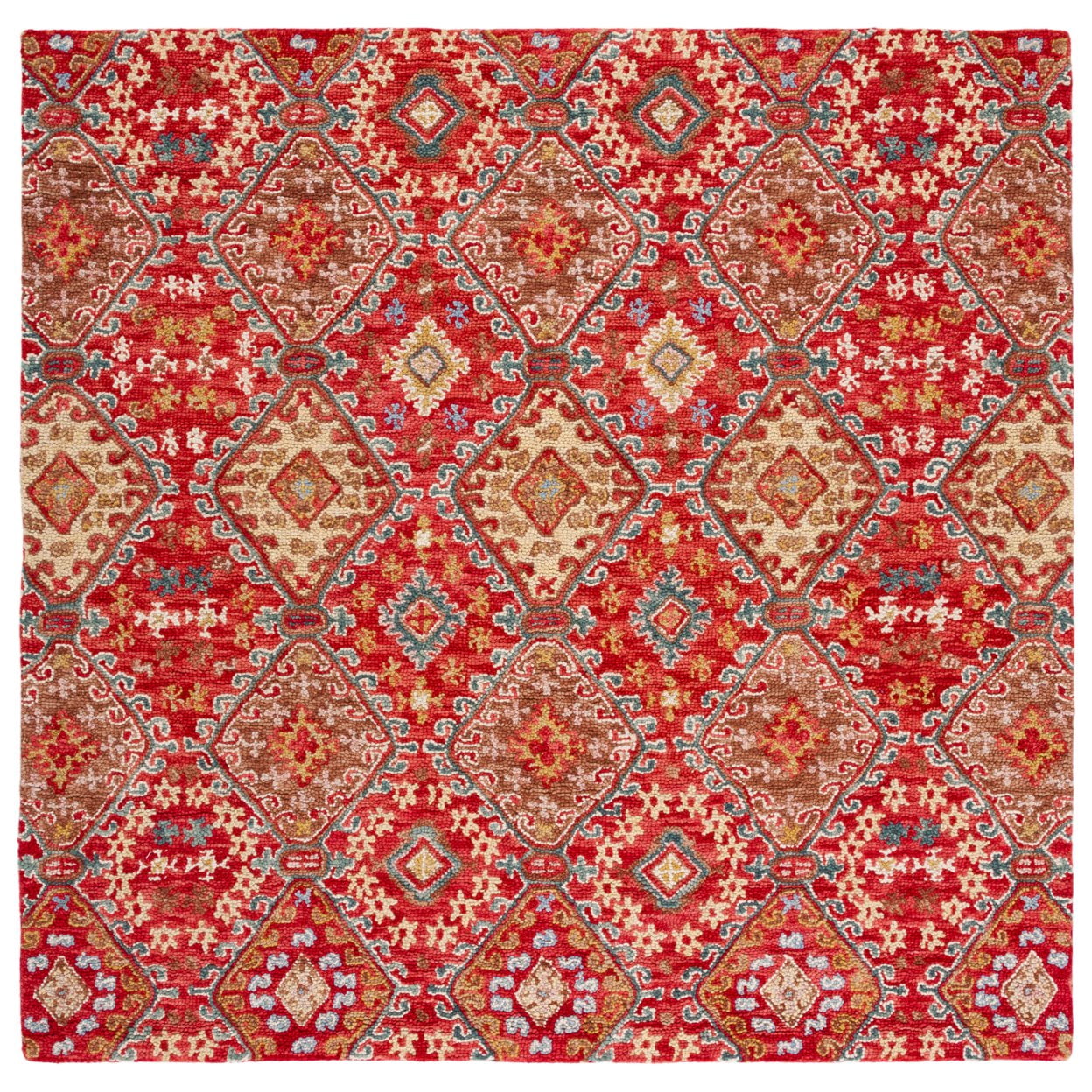 SAFAVIEH Aspen Dreda Tribal Area Rug, Red/Gold, 7' x 7' Square
