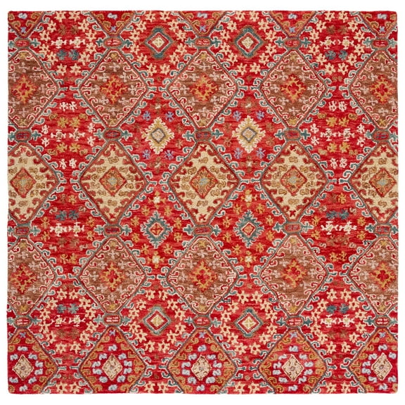 SAFAVIEH Aspen Dreda Tribal Area Rug, Red/Gold, 7' x 7' Square