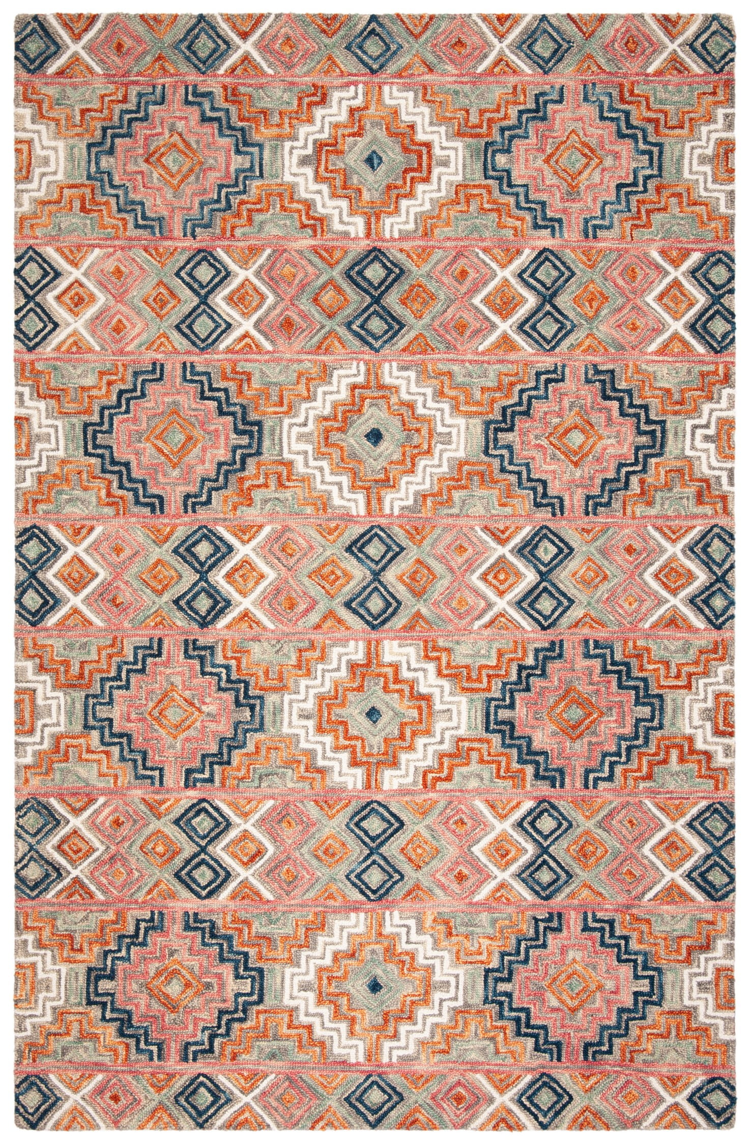 SAFAVIEH Aspen Dulcibella Geometric Striped Wool Area Rug, Orange/Fuchsia, 10' x 14'