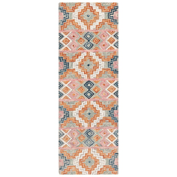 SAFAVIEH Aspen Dulcibella Geometric Striped Wool Area Rug, Orange/Fuchsia, 2'3" x 5'