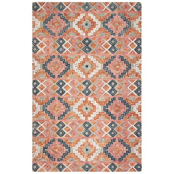 SAFAVIEH Aspen Dulcibella Geometric Striped Wool Area Rug, Orange/Fuchsia, 9' x 12'