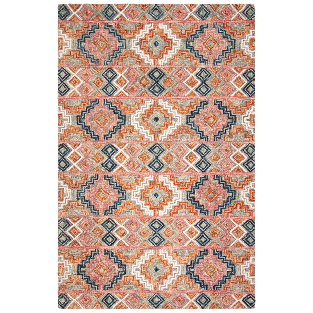 SAFAVIEH Aspen Dulcibella Geometric Wool Area Rug, Orange/Fuchsia, 6' x 9'