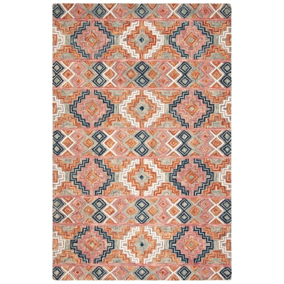 SAFAVIEH Aspen Dulcibella Geometric Wool Area Rug, Orange/Fuchsia, 6' x 9'