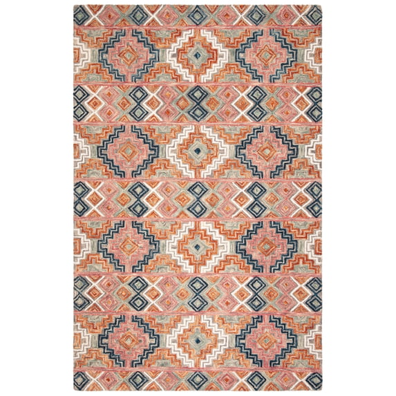 SAFAVIEH Aspen Dulcibella Geometric Wool Area Rug, Orange/Fuchsia, 8' x 10'