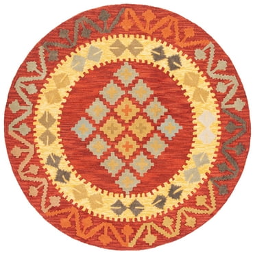 SAFAVIEH Aspen Edna Tribal Area Rug, Red/Gold, 7' x 7' Round