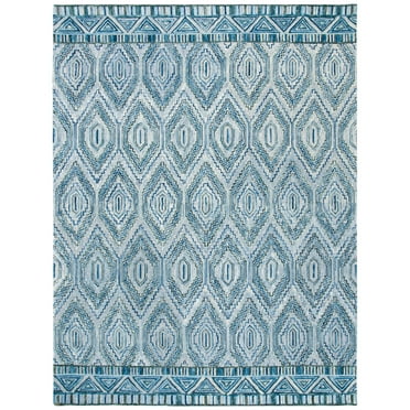 SAFAVIEH Aspen Eglantine Geometric Diamonds Wool Area Rug, Grey/Blue, 9' x 12'