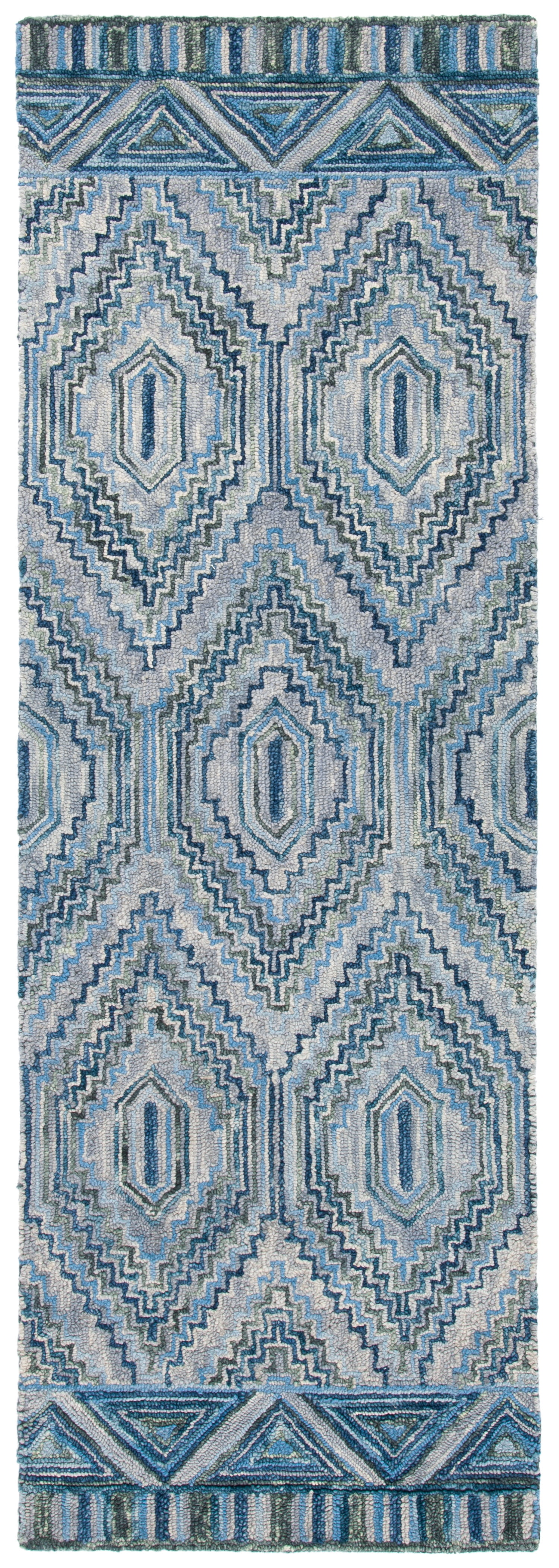 Hand-Tufted Aspen Blue Wool Runner Rug - 2'3" x 8'