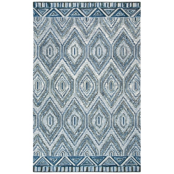 SAFAVIEH Aspen Eglantine Geometric Wool Area Rug, Grey/Blue, 2' x 3'