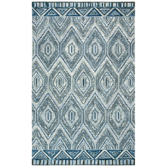 SAFAVIEH Aspen Eglantine Geometric Wool Area Rug, Grey/Blue, 6' x 9'