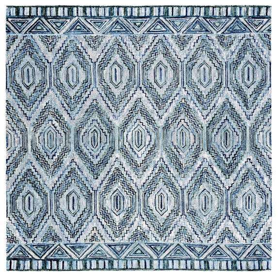 SAFAVIEH Aspen Eglantine Geometric Wool Area Rug, Grey/Blue, 7' x 7' Square