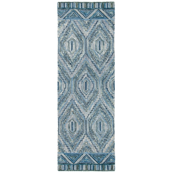 SAFAVIEH Aspen Eglantine Geometric Wool Runner Rug, Grey/Blue, 2'3" x 8'