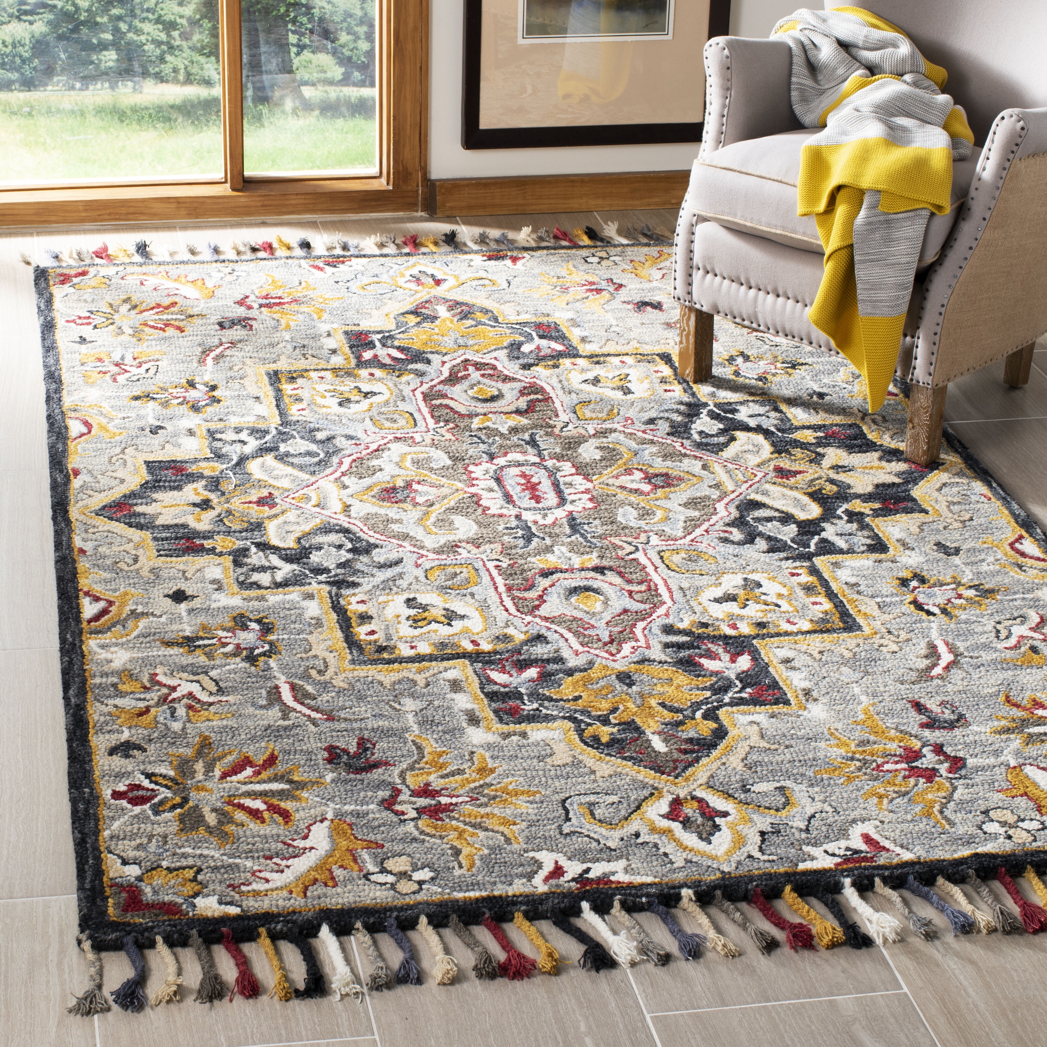 SAFAVIEH Aspen Eilish Oriental Wool Area Rug, Grey/Charcoal, 4' x 6'