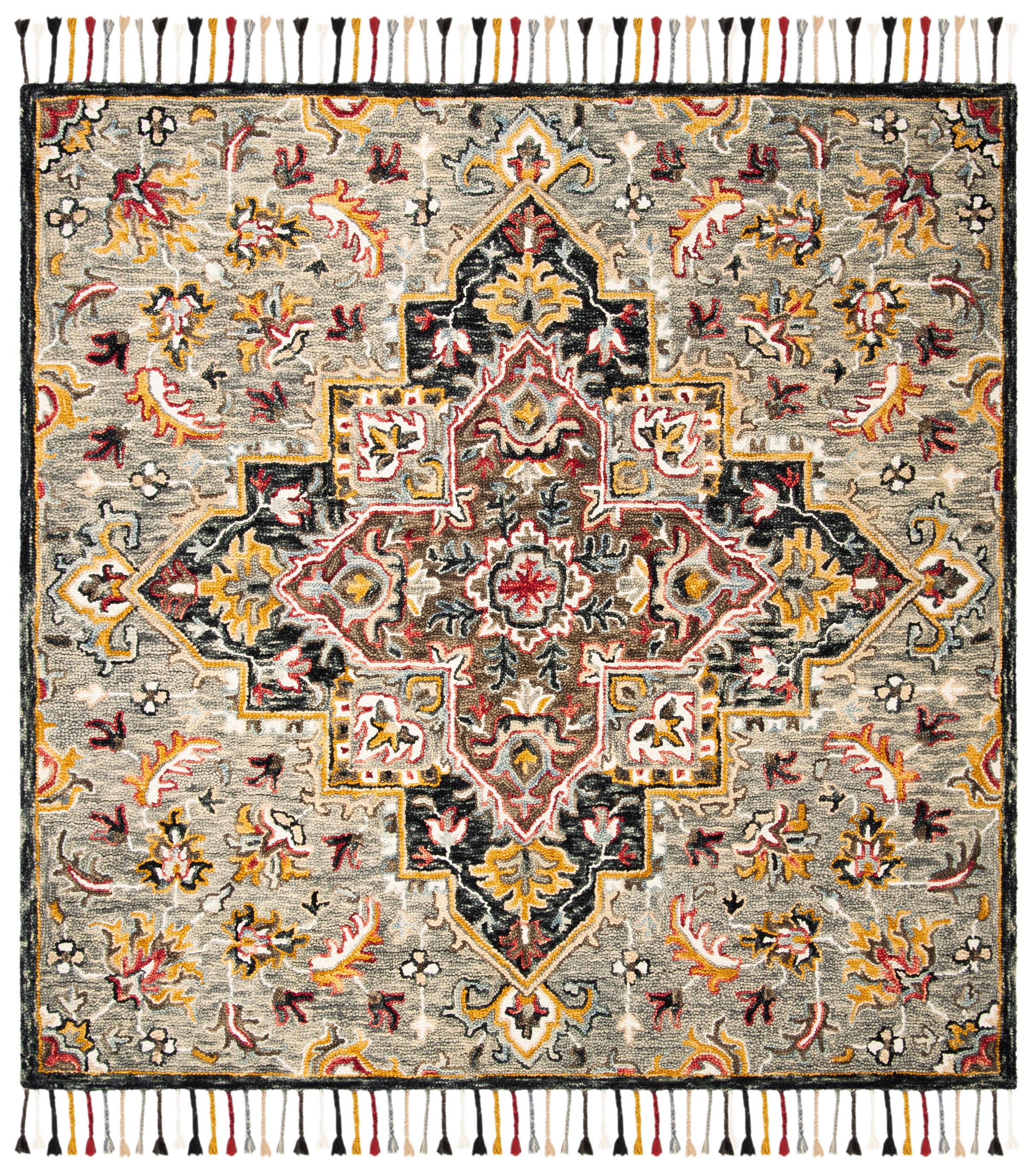 SAFAVIEH Aspen Eilish Oriental Wool Area Rug, Grey/Charcoal, 5' x 5' Square