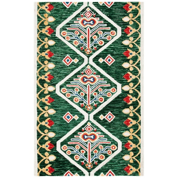 SAFAVIEH Aspen Eirann Southwestern Wool Area Rug, Green/Ivory, 3' x 5'