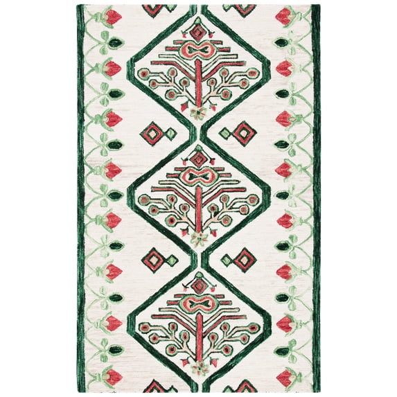 SAFAVIEH Aspen Eirann Southwestern Wool Area Rug, Ivory/Green, 3' x 5'