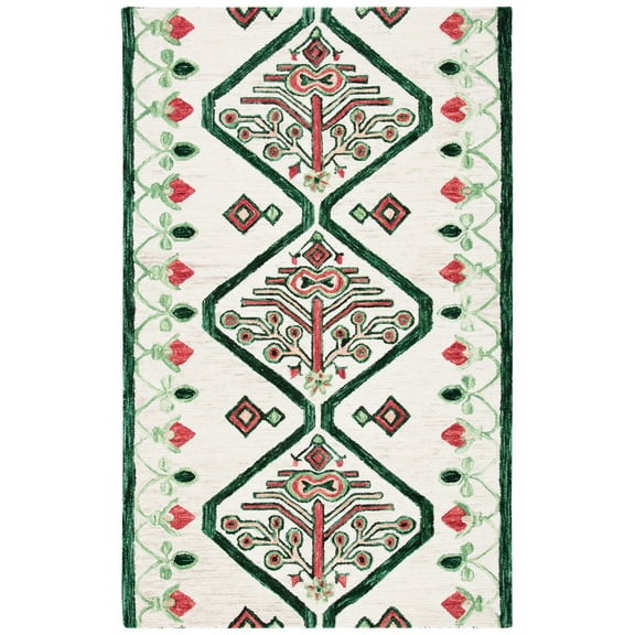 SAFAVIEH Aspen Eirann Southwestern Wool Area Rug, Ivory/Green, 4' x 6'