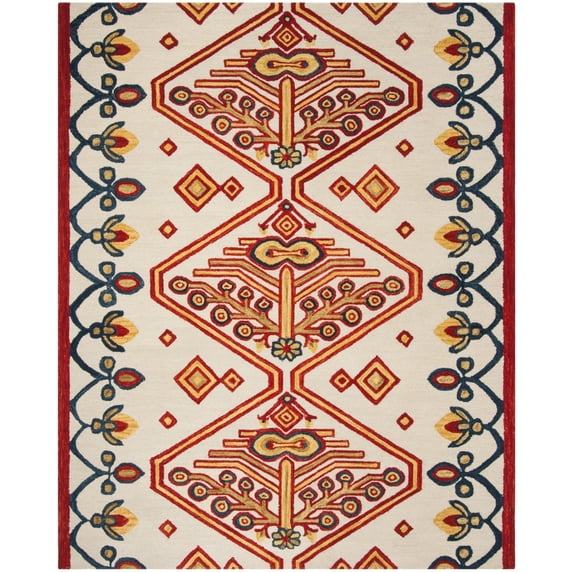 SAFAVIEH Aspen Eirann Southwestern Wool Area Rug, Ivory/Multi, 7' x 7' Round